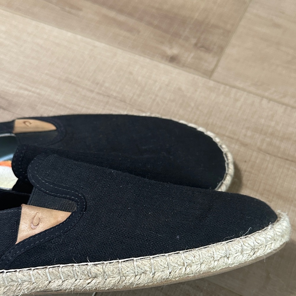 OluKai Black Canvas Slip-On Espadrille - Picture 4 of 12